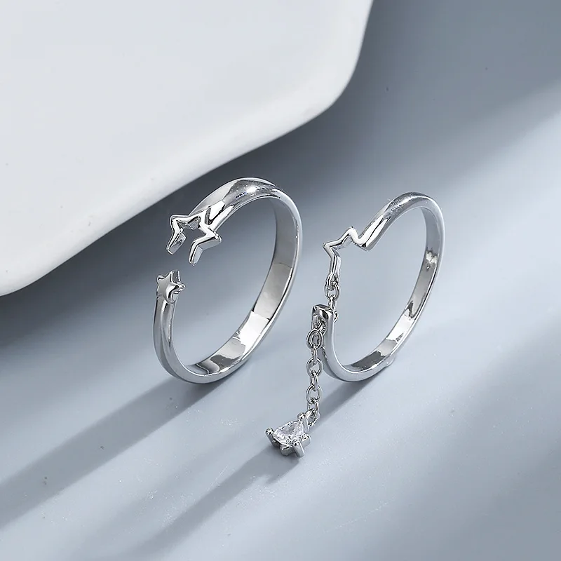 

2023 Korean Fashion Gothic Accessories Diamond-Embedded Meteor Couple Men and Women Couple Rings Gold Jewelry Engagement Ring