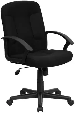 

Mid-Back Black Fabric Executive Swivel Office Chair with Nylon Arms