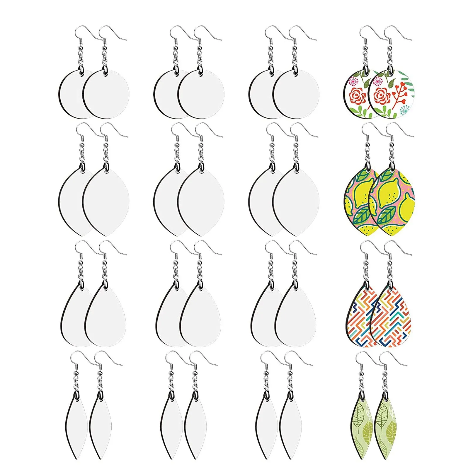 

Heat Transfer Sublimation Ornament Blanks with Earring Hook and Jump Ring for Jewelry Making Sublimation Accessories