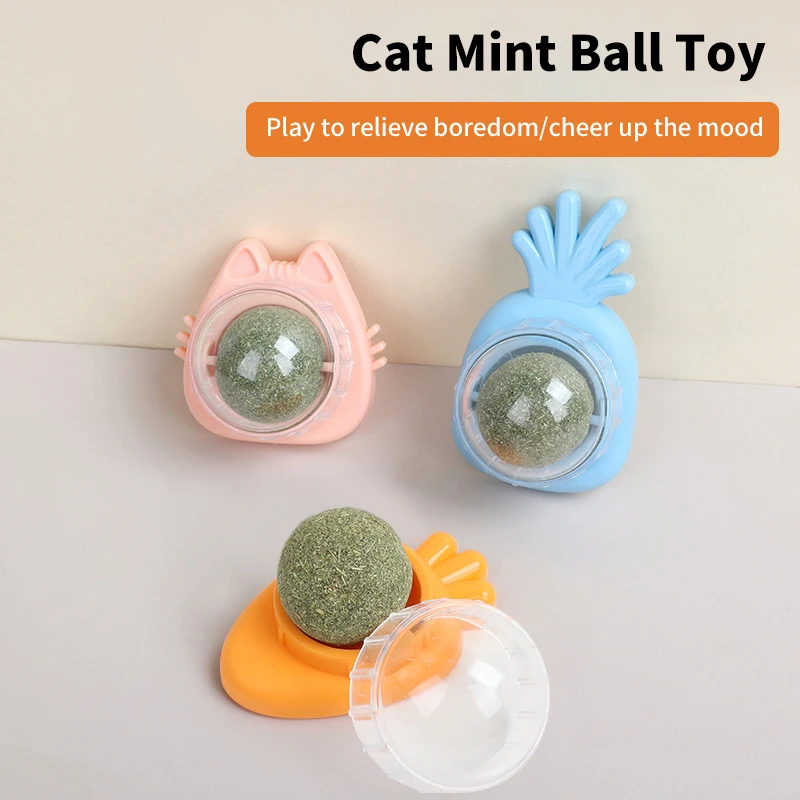 

Catnip Toys 360 Rotatable Wall Self-Adhesive Cat Candy Licking Snacks Healthy Nutrition Energy Ball Teeth Cleaning Pet Supplies