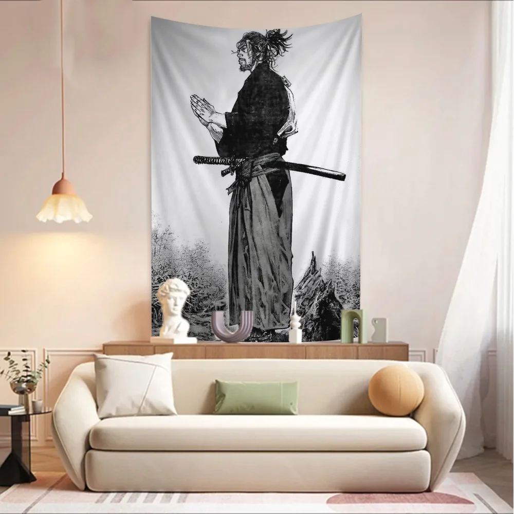 Японский самурай Мусаси Вагибнд Гобелен Полиэстер/Хлопок Вязаный Настенный