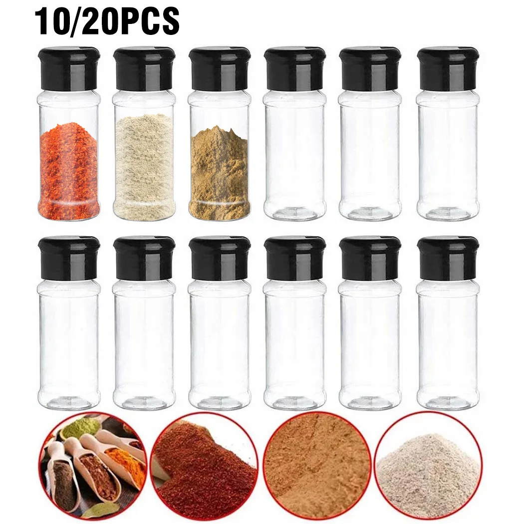 

10/20PCS Jars for Spices Salt and Pepper Shaker Transparent Seasoning Jar Spice Plastic Barbecue Condiment Kitchen Spice Jar