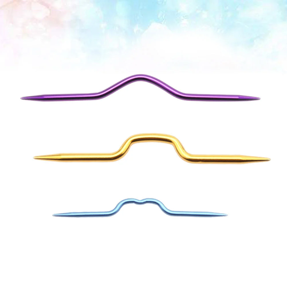 

Cable Knitting Needle Crochet Knit Crooked Hook Curved Tool Smooth Hand Embroidery Alloy Holders Large Weaving Eye Yarn Bent