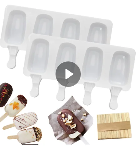 

3-4 Cell Magnum Silicone Mold Silicone Ice Cream Mold Popsicles Simple Ice Making DIY Food Grade Ice Cream Popsicle Tools Summer