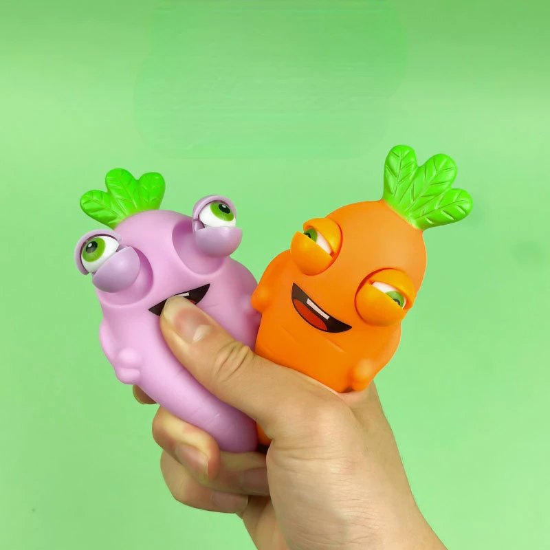 

Adult Kid Stress Relief Fidget Toy Funny Carrot Burst Squeeze Toy Four Color Eye Vegetable Pinch Toys Creative Decompression Toy