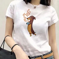 fashion elite women exquisite quality cartoon lady puppy printed t shirts harajuku street hot selling short sleeves t shirt