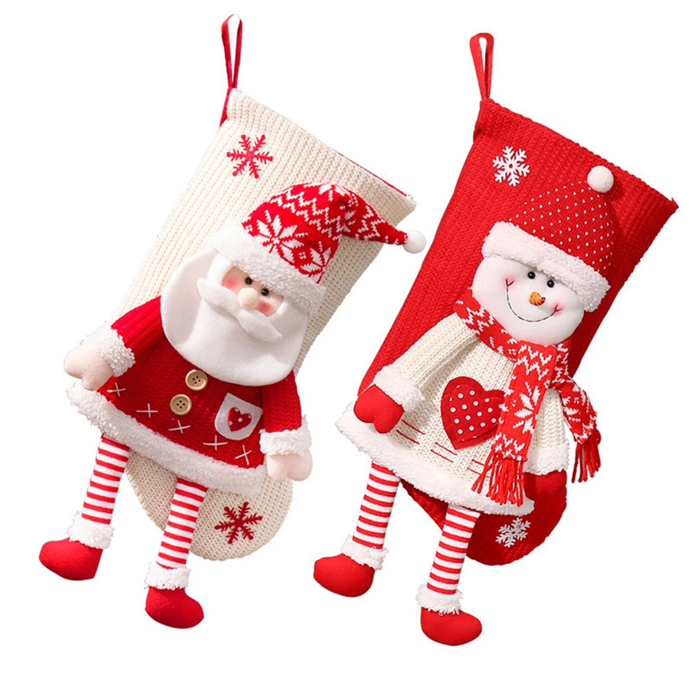 

Christmas Socks Stockings Bag Knitted Stereoscopic Old Man Snowman Gift Bags Christmas Eve Candy Socks Kids Christmas Gift