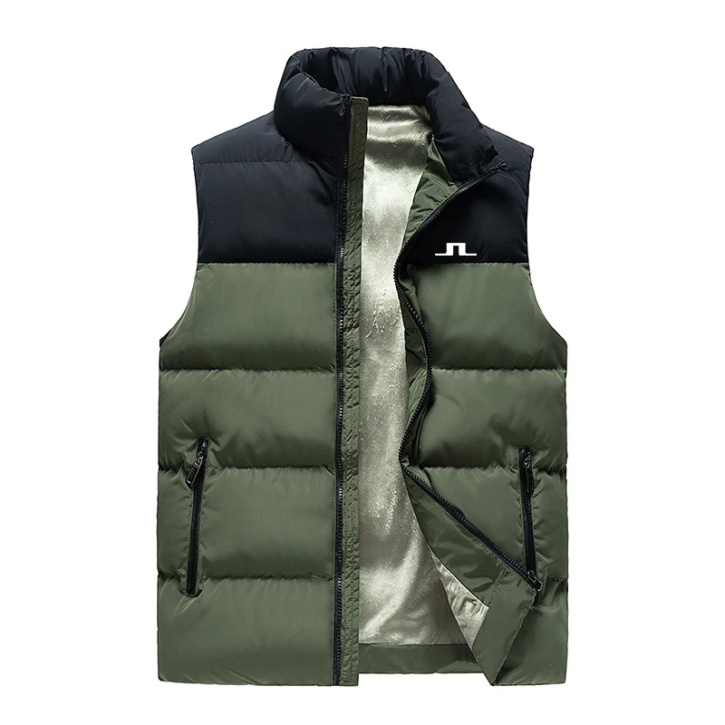 

2023 Men Sleeveless Jacket Vest Autumn Winter Thermal J Lindeberg Jacket Golf Casual Patchwork Coats Mens Thicken Male Waistcoat