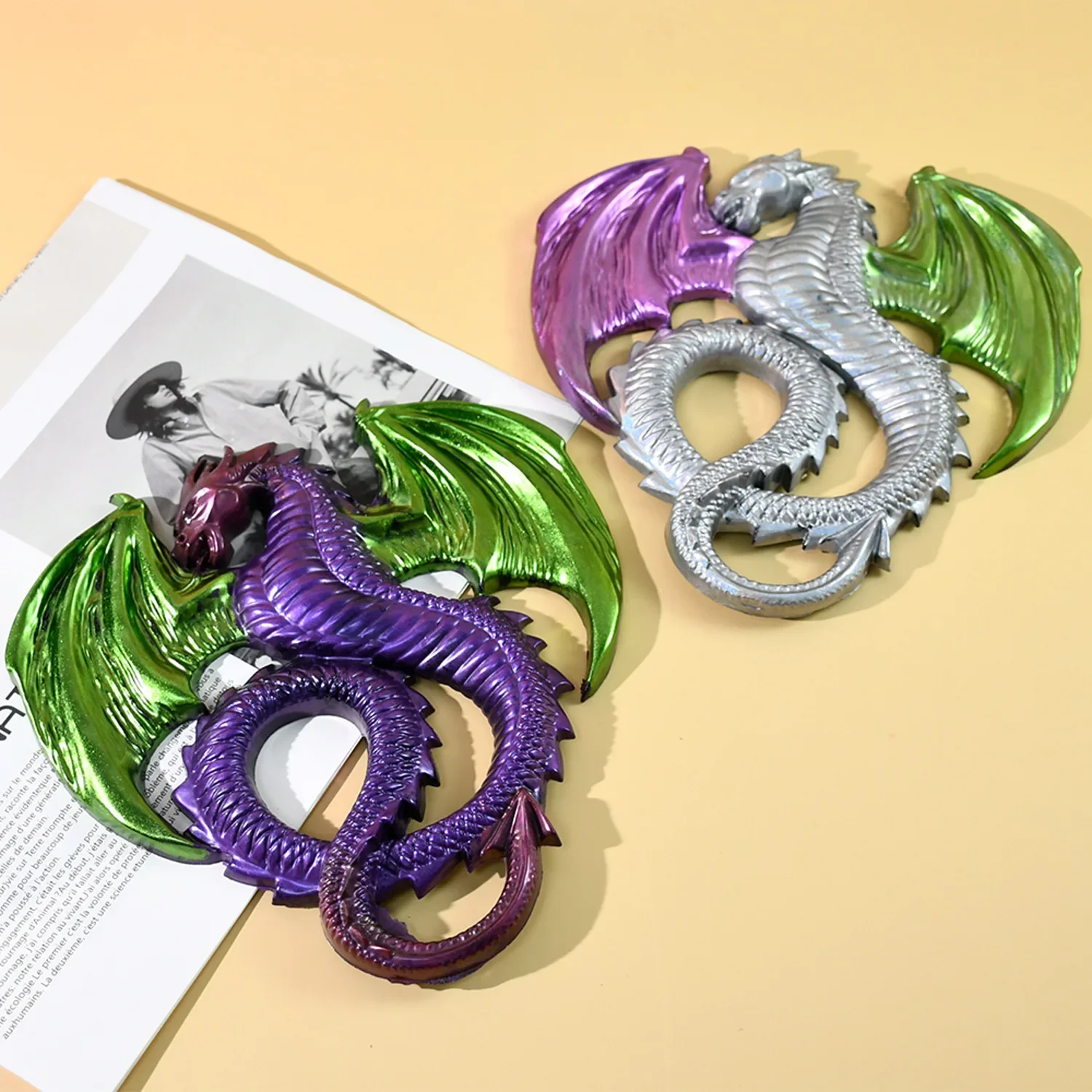 DIY смоляная форма половина 3D дракона силиконовая для домашнего декора стен