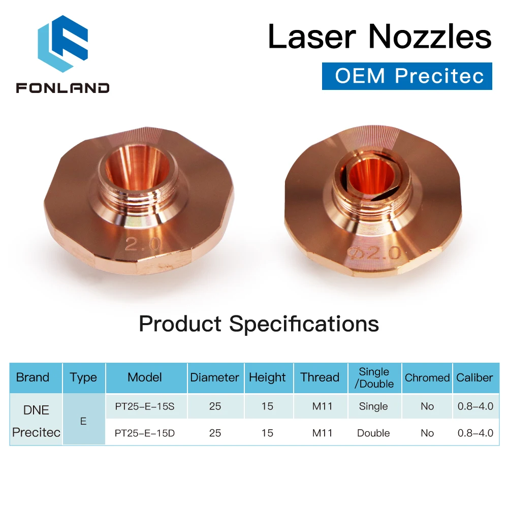 Лазерные насадки FONLAND однослойные и двухслойные диаметром 25 мм калибр H15 0 8-4 для