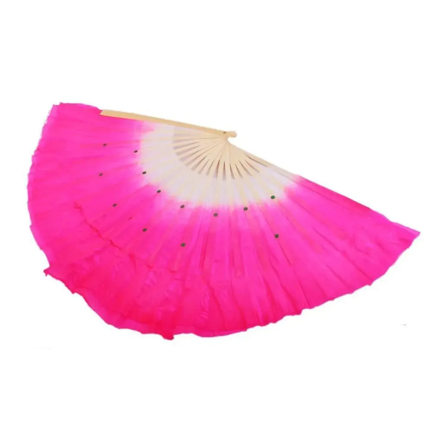 1Pcs Rose Silk Veil Fan Chinese Folk Art Half Circle Bamboo Useful Yangko Dance Party Supplies