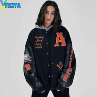 yiciya bomber woman varsity jacket unisex long sleeves american single button college baseball jacket womens winter coats met