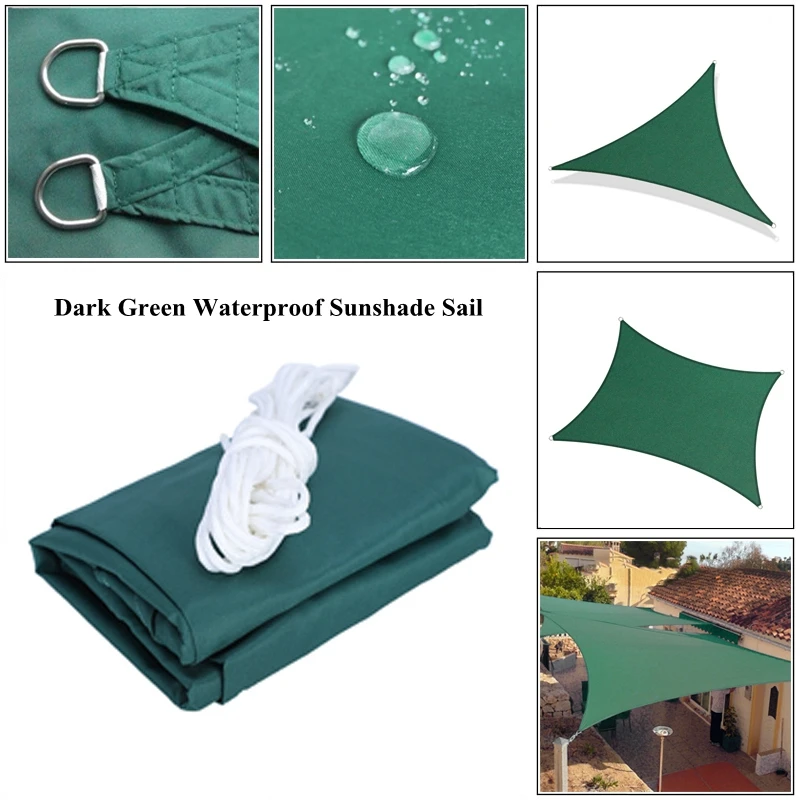 

Dark Green Outdoor Waterproof Awning Camping Tent Sun Shade Sail Garden Canopy Patio Party Sunscreen Swimming Pool Shading Sails