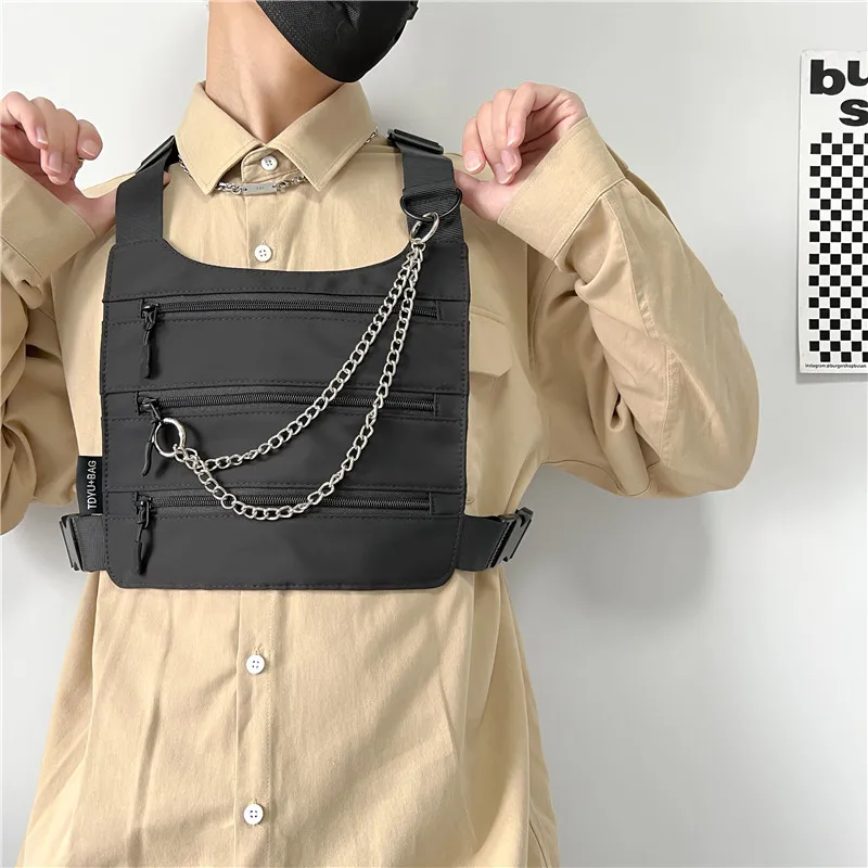 

Hip-hop Chest Male Vest Fashion Bag For Men Boy Tactical Men Chest Packs Tactical Canvas Bag Bags Street Rig Functional Young