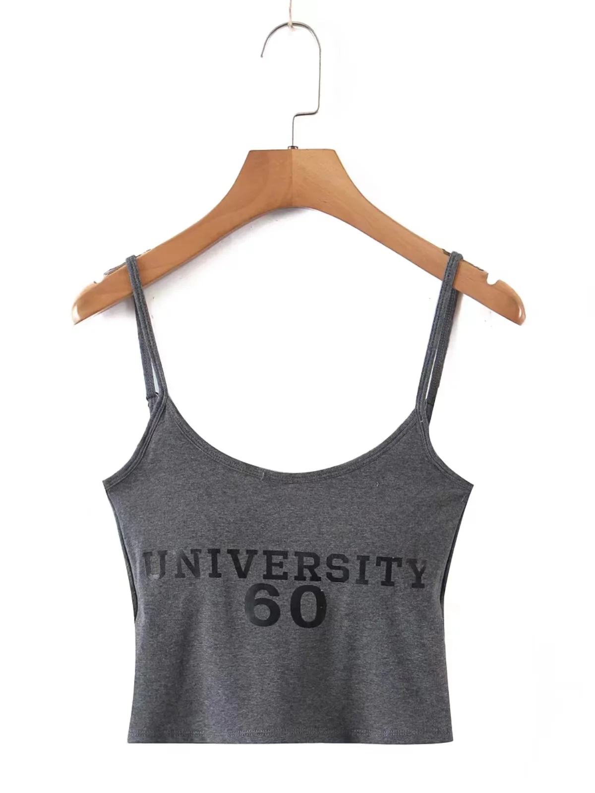 

UNUTH Girls Gray Letter Print Camis 2022 Spring Summer Fashion Ladies Patchwork Slim Hot Girls Wear Female Vintage Chic Calis