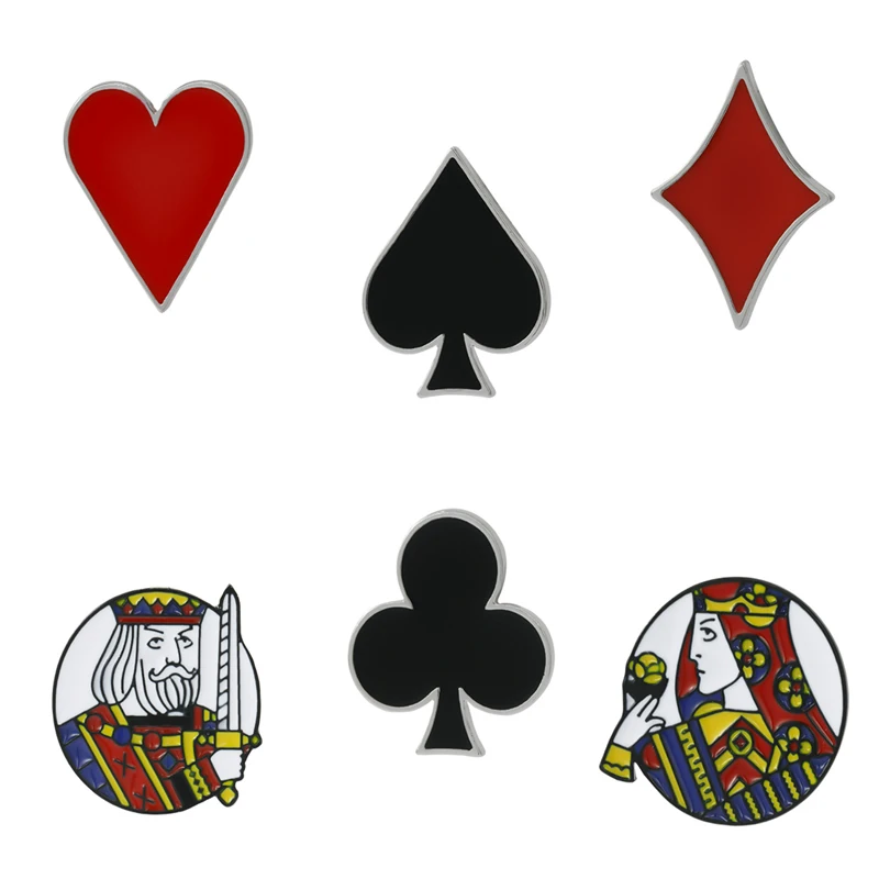 

Game Time Poker Brooch Pins For Men Women Bags Hat Badges Heart Brooch Playing Cards Fun Lapel Enamel Pins Friends Jewelry