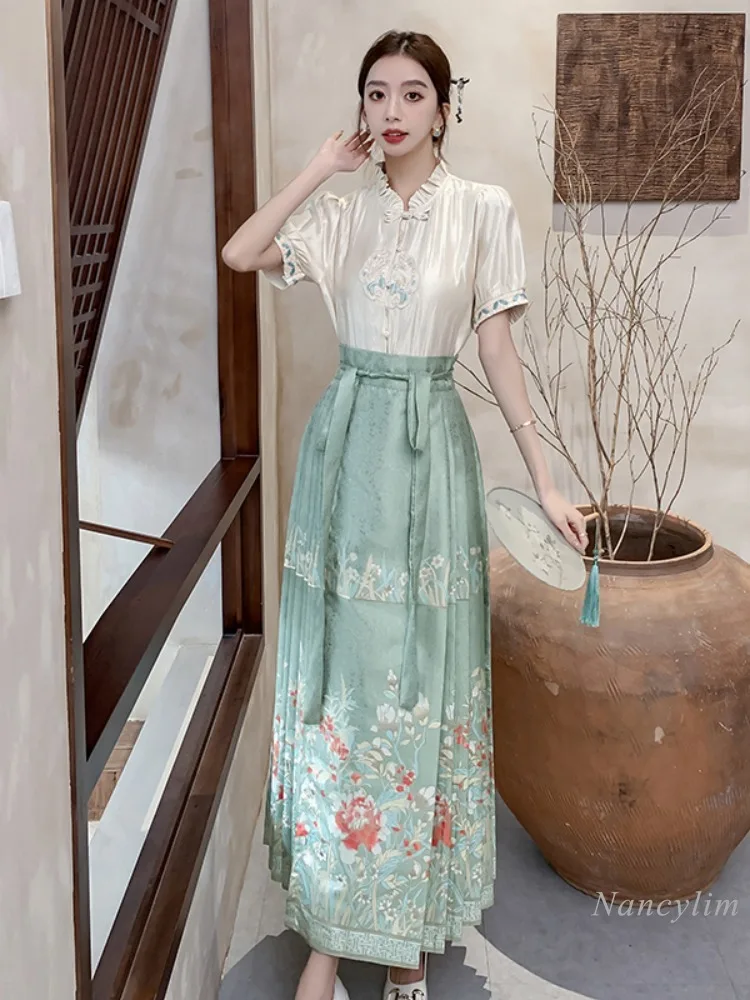 Женский летний комплект из двух предметов топ с коротким рукавом и юбка