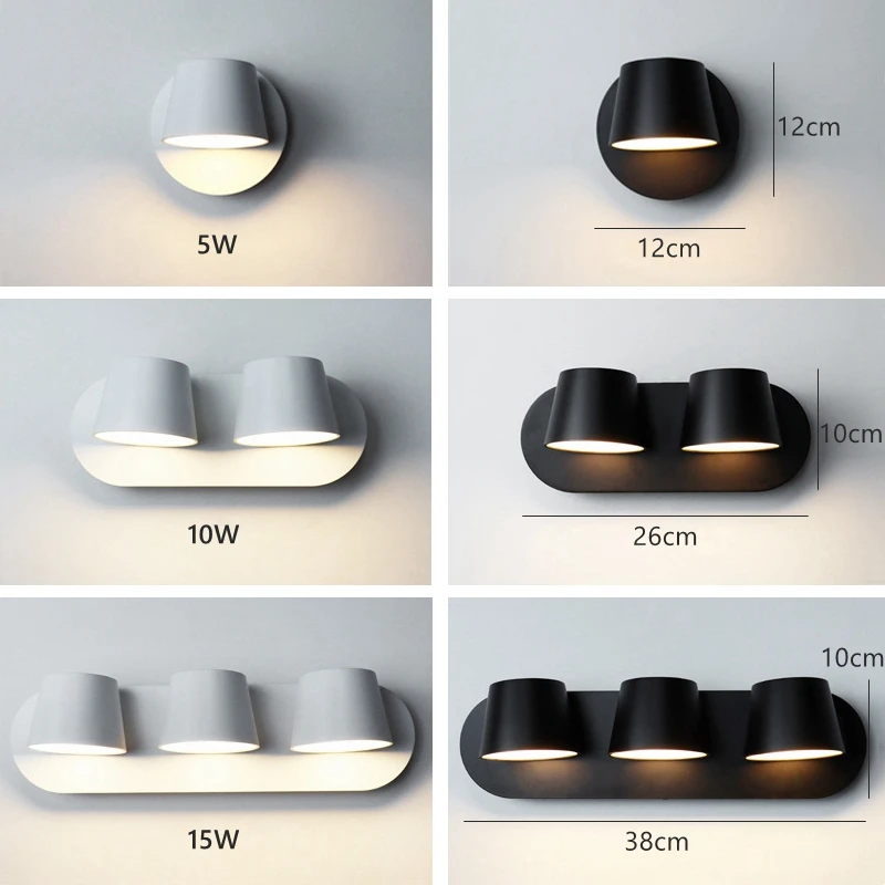 

350 Degree Rotating LED Wall Lamp Nordic Bedroom Adjustable Bedside Reading Light Hotel Living Room Aisle Wall Sconce 5W/10W/15W