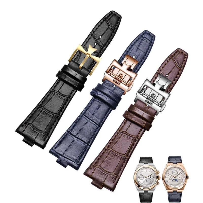 Фото Ремешок для часов из натуральной кожи 25*8 мм для Vacheron Constantin OVERSEAS Series 4500V 5500V P47040, мужской, водонепроницаемый и устойчивый к поту. №1