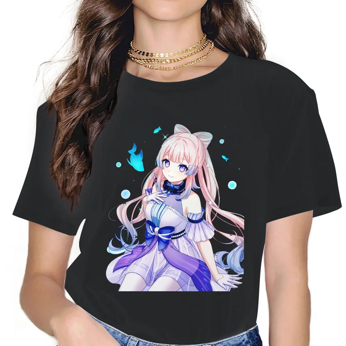 

Novelty Cute Sangonomiya Kokomi Classic T-Shirt for Women O Neck 100% Cotton T Shirts Genshin Impact Game Short Sleeve Tees