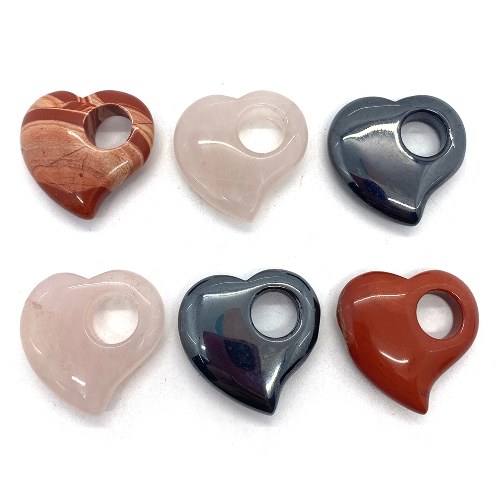 30 мм натуральный камень Персиковое сердце большое отверстие кварта агата бусины