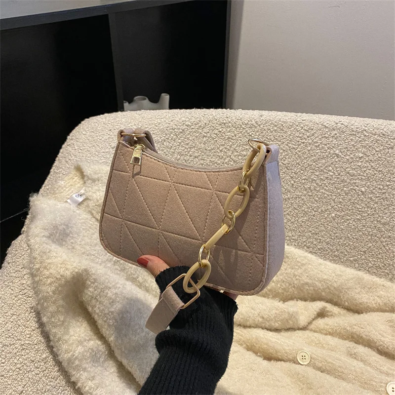 

Женская сумка под подмышку, тисненная Геометрическая Сумка из искусственной кожи на ремне через плечо, сумка на цепочке, повседневная женская однотонная маленькая сумочка, сумка