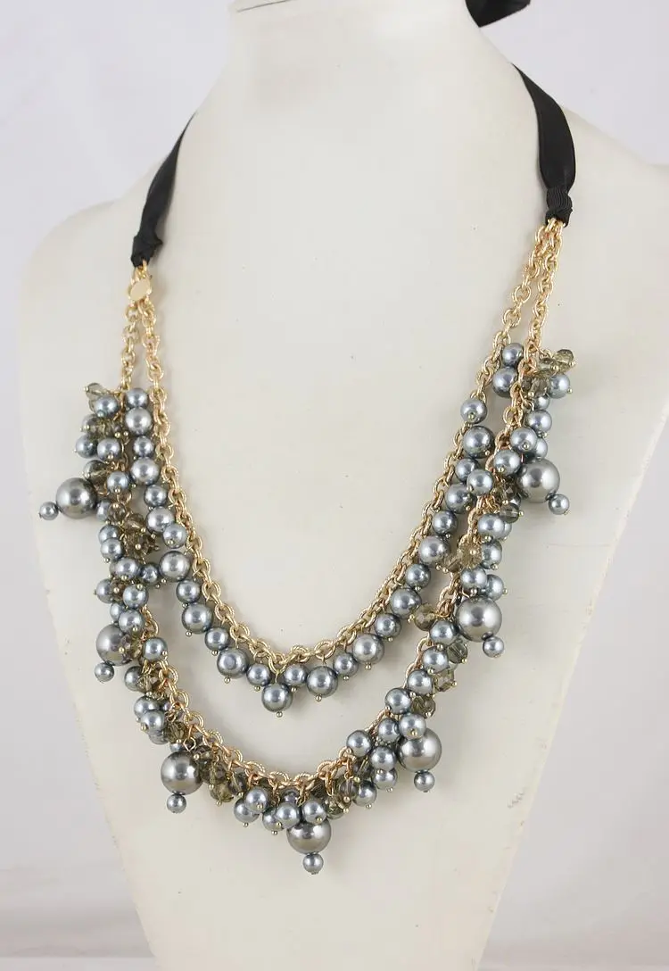 

Vintage do old double fabric pearl necklace