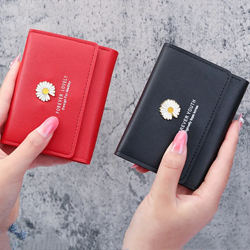 2021 New Women Wallet short Daisy Small Three-fold Handmade Multi-card Card Holder Coin Purse Luxury Designer | Багаж и сумки