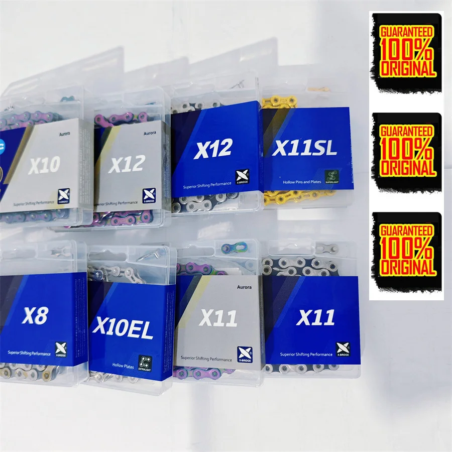 Фото Цепи для велосипедов X9 X10 X11 X12 Chain EL SL, золотые/серебряные, 9/10/11/12 скоростей, для шоссейных и горных велосипедов. №1