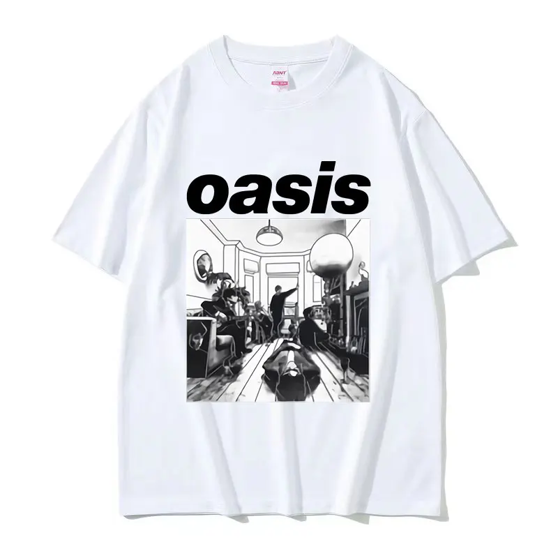 British Band O-Oasis Graphic T Shirts Men Hip Hop Retro O-Neck Short Sleeve T-shirt Y2k Unisex Oversized Cotton Tees Streetwear