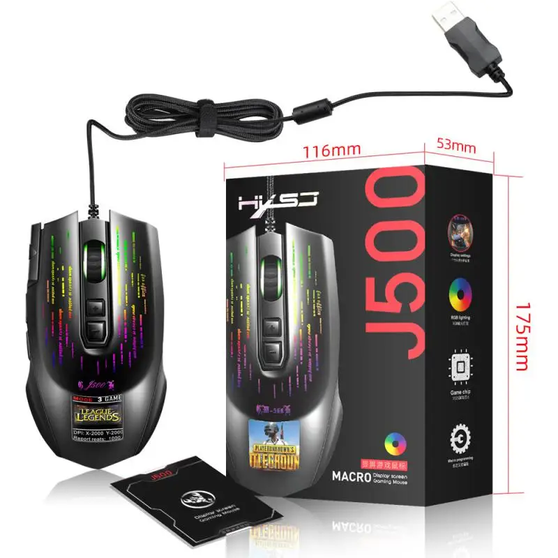 

Новая игровая мышь J500 с дисплеем, многоязычный драйвер может свободно устанавливать изображения, мышь для электронных видов спорта в деловом и офисном стиле