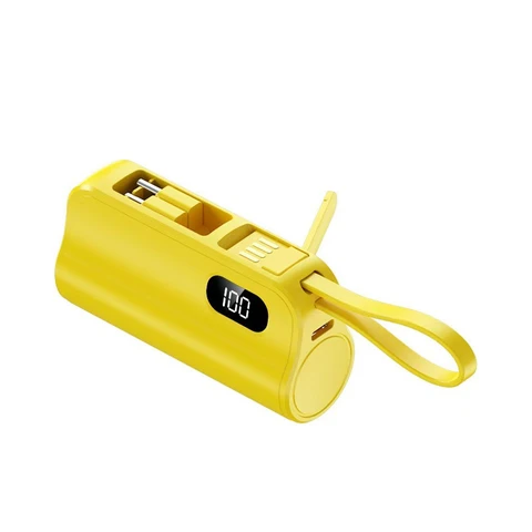 Мини-Power Bank емкостью 5000 мАч с USB-кабелем, портативное зарядное устройство с двумя разъемами, внешний аккумулятор Powerbank для iPhone 17, Samsung, Huawei, Xiaomi