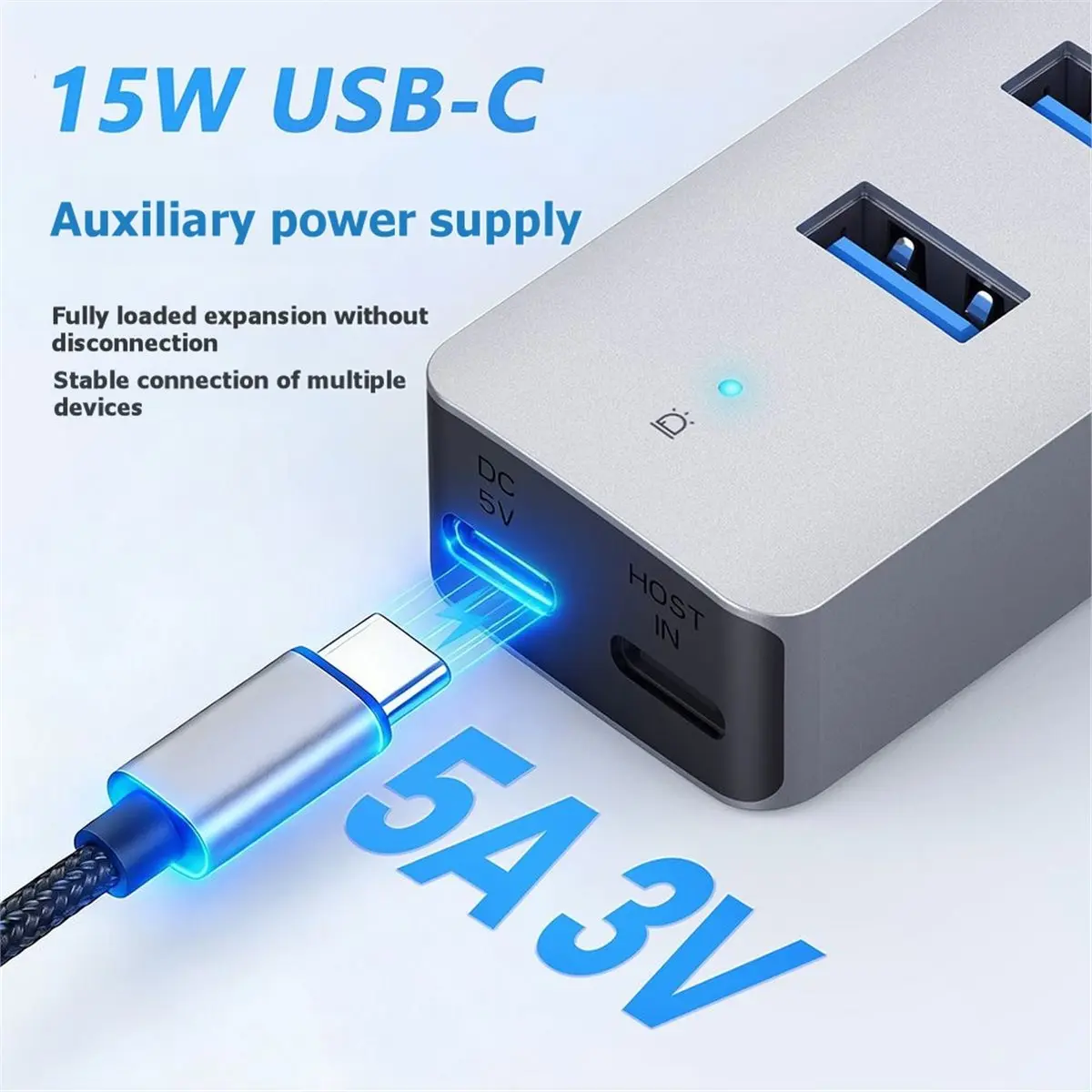Фото USB-хаб newA10R с 4 портами USB 3.1 и 3 портами Type-C 3.1, многопортовый настольный USB-адаптер, USB-разветвитель с питанием для ноутбуков, телефонов, ПК и т.д. №3