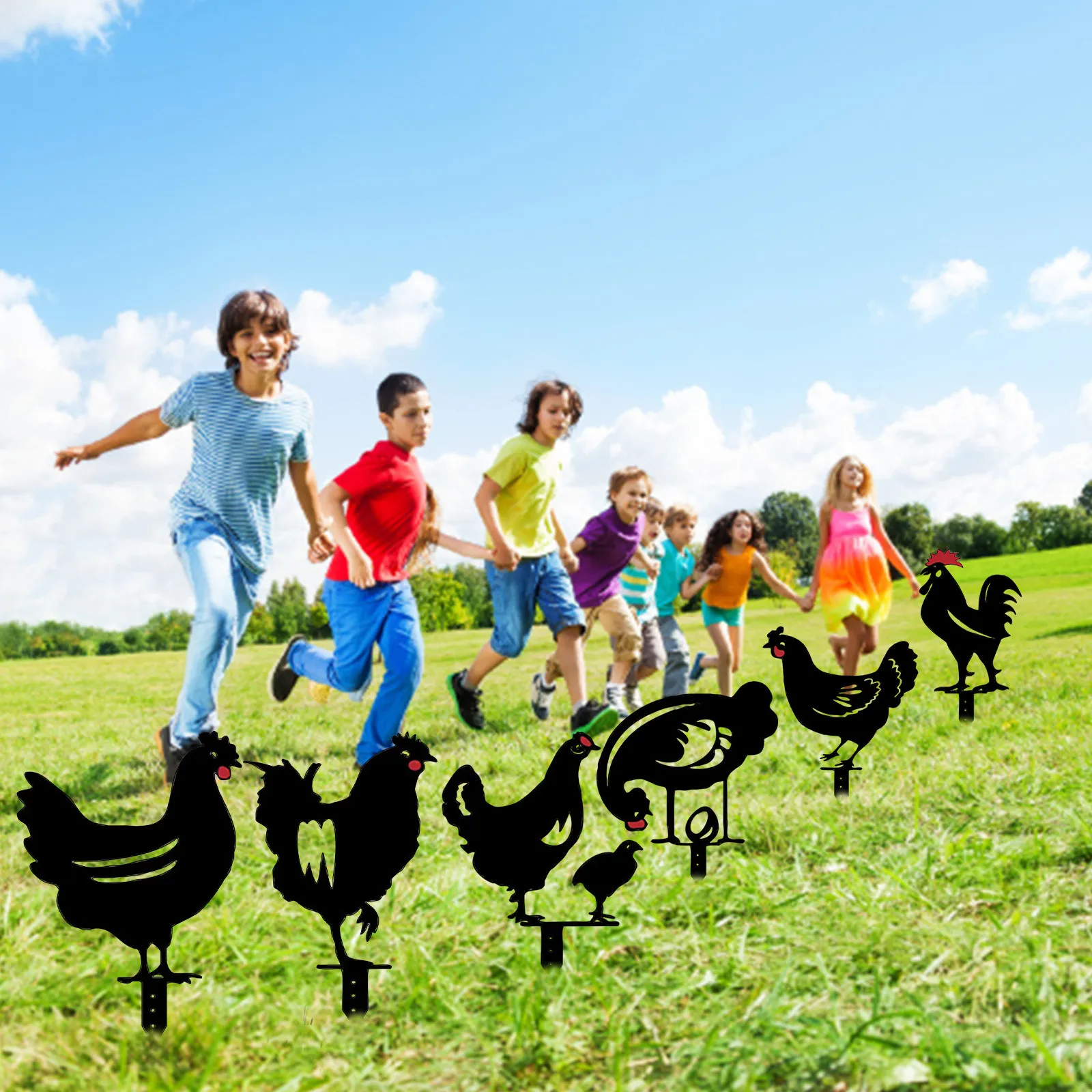 

Chicken Yard Arts Outdoor Garden Backyard Lawn Stakes Metal Hen Yard Decor Gift