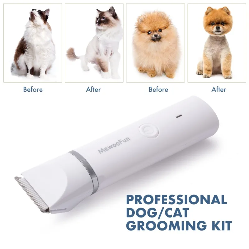 

Mewoofun 4 in 1 Pet Electric Hair Clipper with 4 Blades Grooming Trimmer Nail Grinder Professional Recharge Haircut For Dogs Cat
