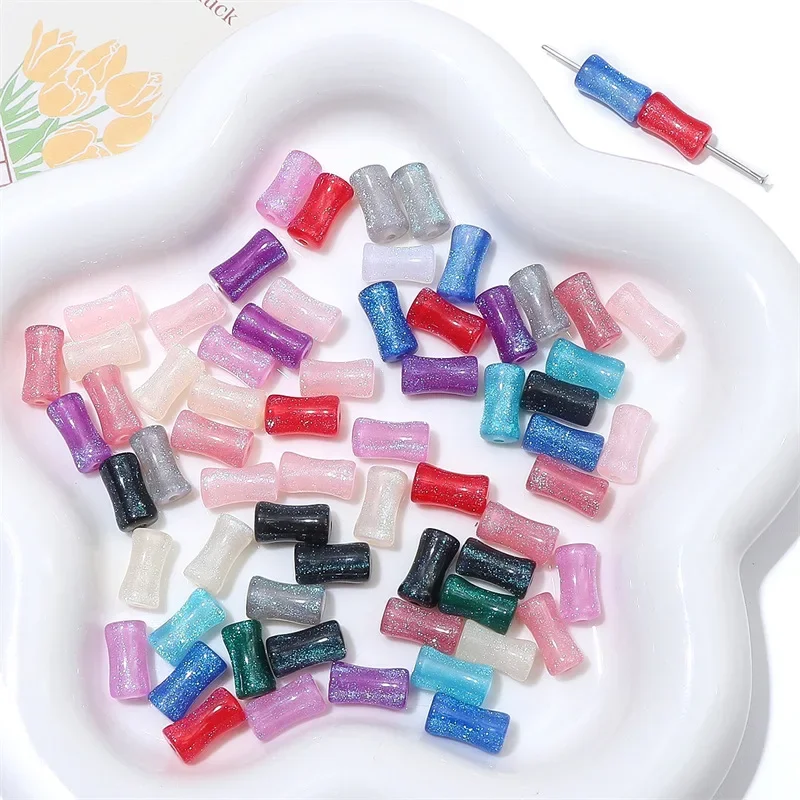 Бамбуковые бусины-трубки со звездным небом из смолы бусины для браслетов