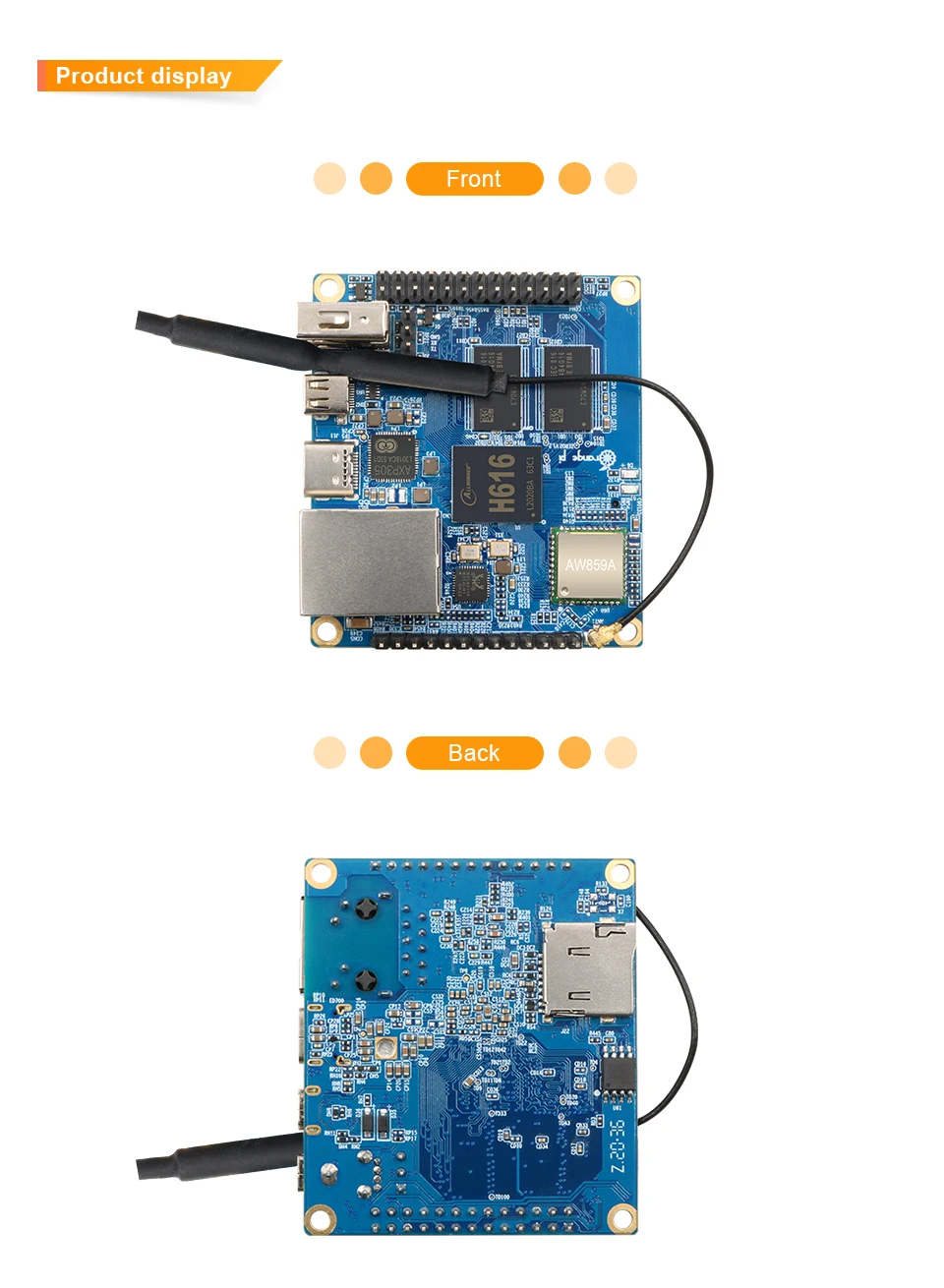 Фото Orange Pi Zero 2 SBC Allwinner H616 Четырехъядерный процессор 1 ГБ DDR4 Ethernet Gigabit WiFi 5 BT 5.0 Android 10 Ubuntu Debian №1
