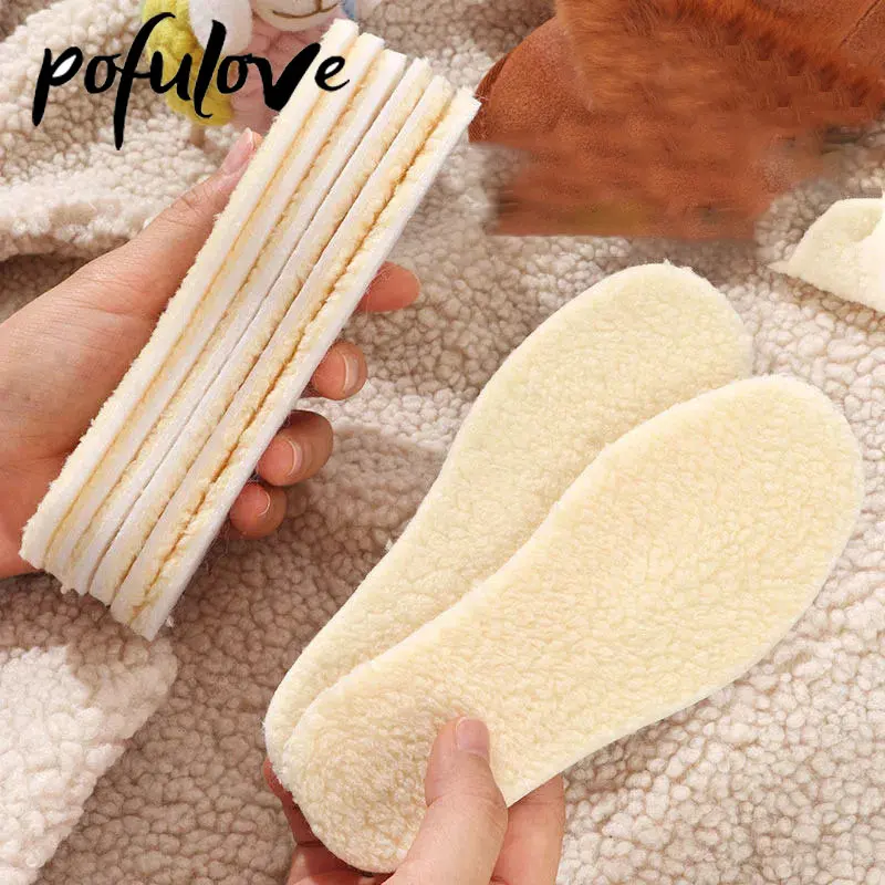 6 Pairs of Insoles Women and Men Can Be Cut Plush and Warm Insoles Cute Sweat Absorbing and Deodorant Insoles Solid Color Winter