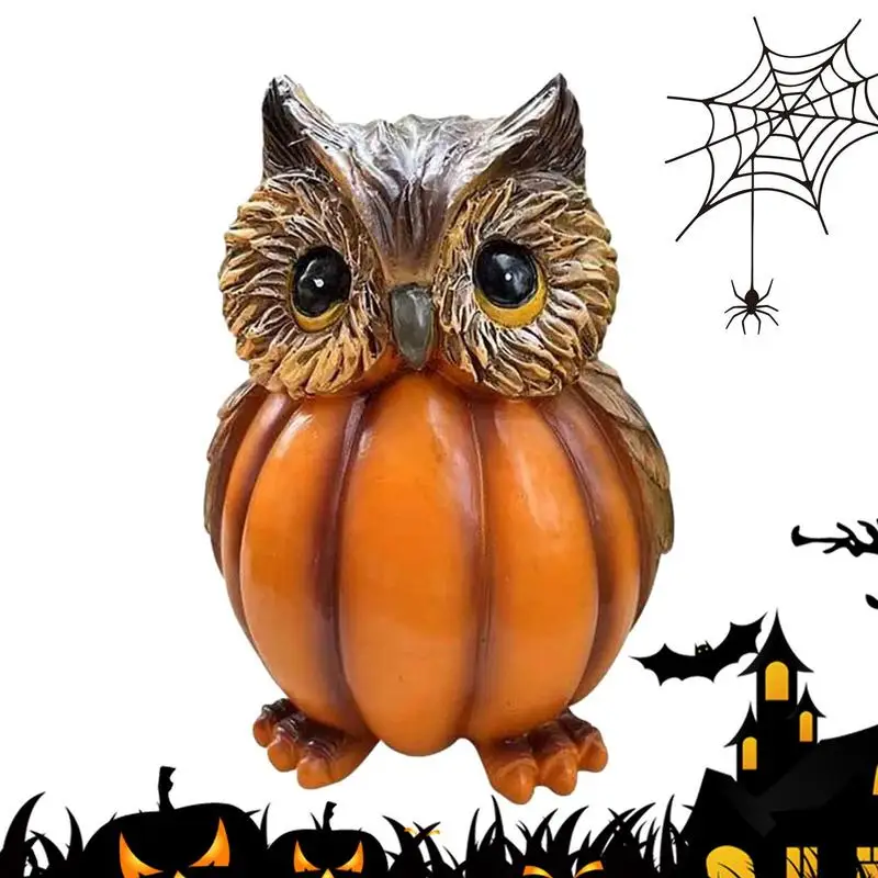 

Resin Owl Statue Halloween Resin Owl Pumpkin Statue Small Garden Pumpkin Sculpture Desktop Owl Ornament For Porch
