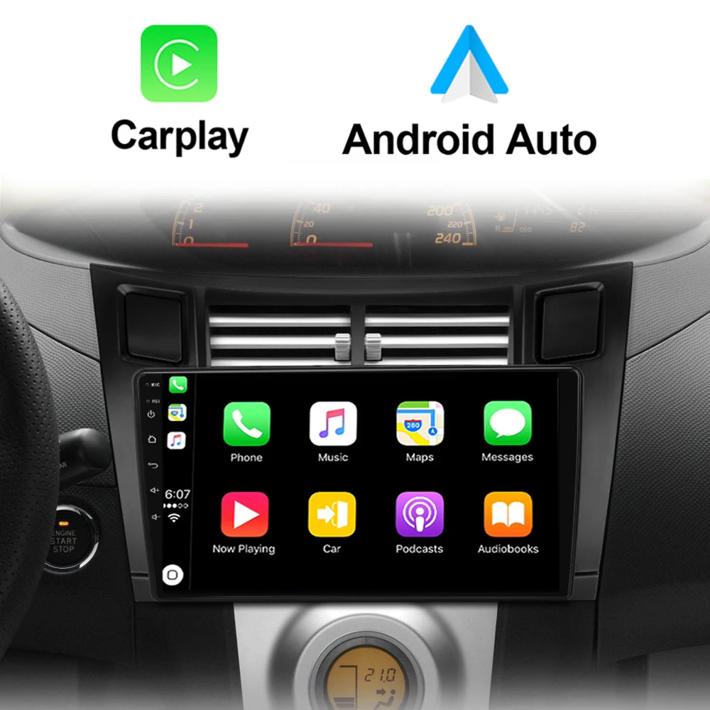 4G+64G 2 Din Carplay Car Multimedia Player for Toyota Yaris 2007 Radio Fascia Car Radio 2005 - 2012 Android GPS Navigator 3