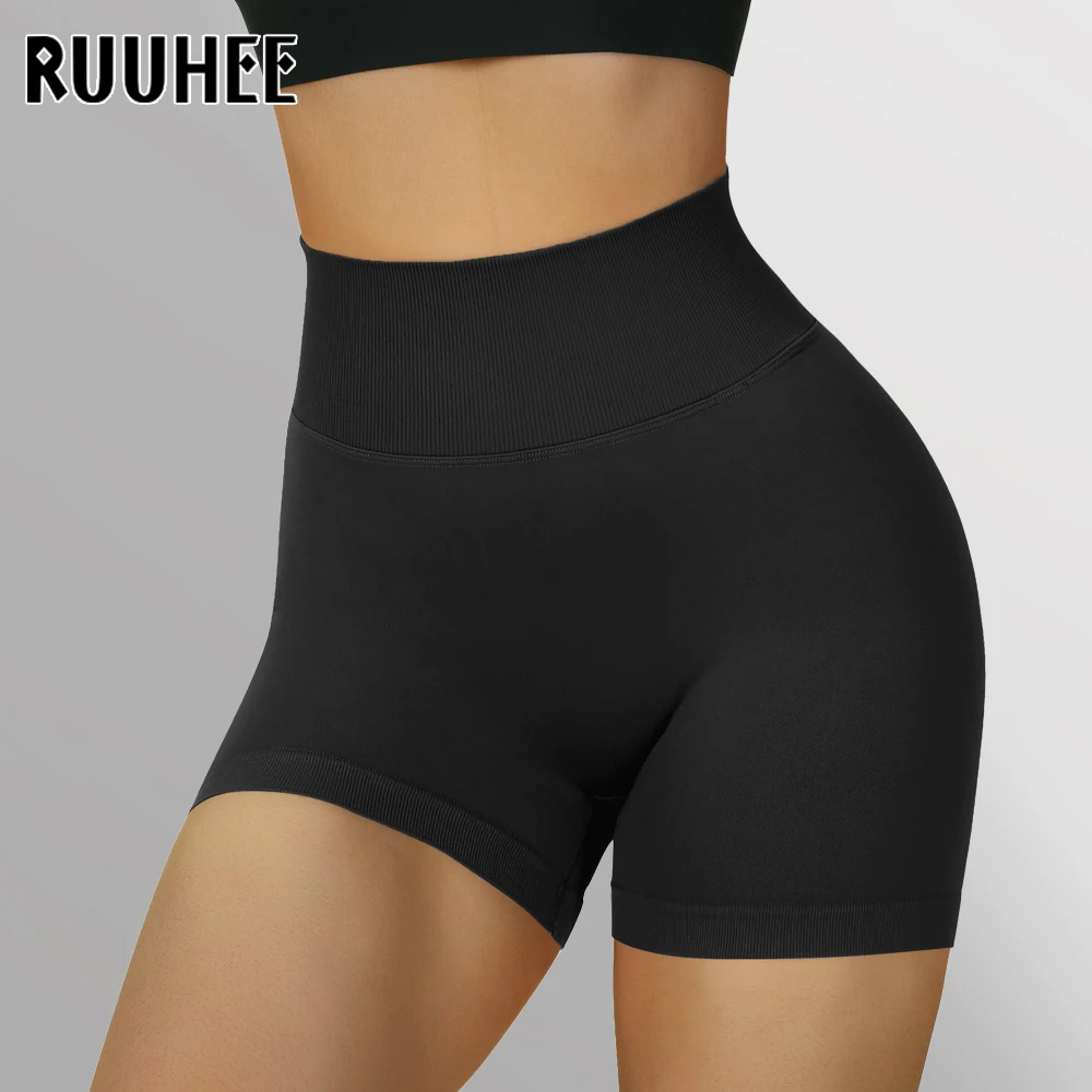 Женские Бесшовные Леггинсы RUUHEE байкерские шорты с высокой талией для йоги