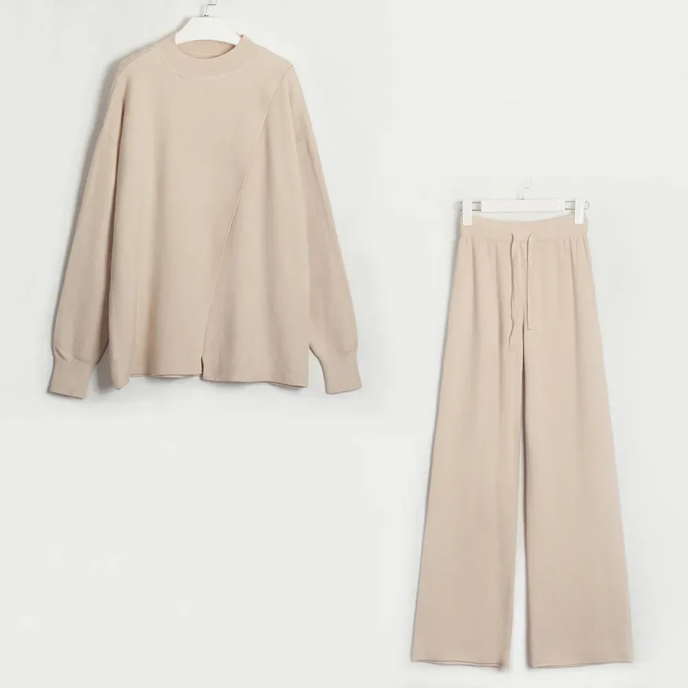 Женские одинаковые комплекты Трикотажные брючные костюмы с длинным рукавом
