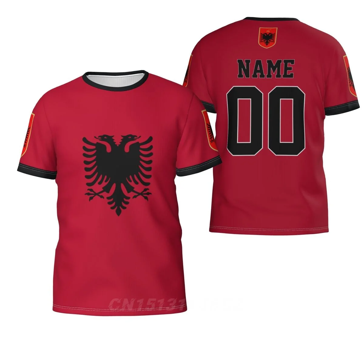 

Футболка унисекс с эмблемой флага Албании и номером на заказ