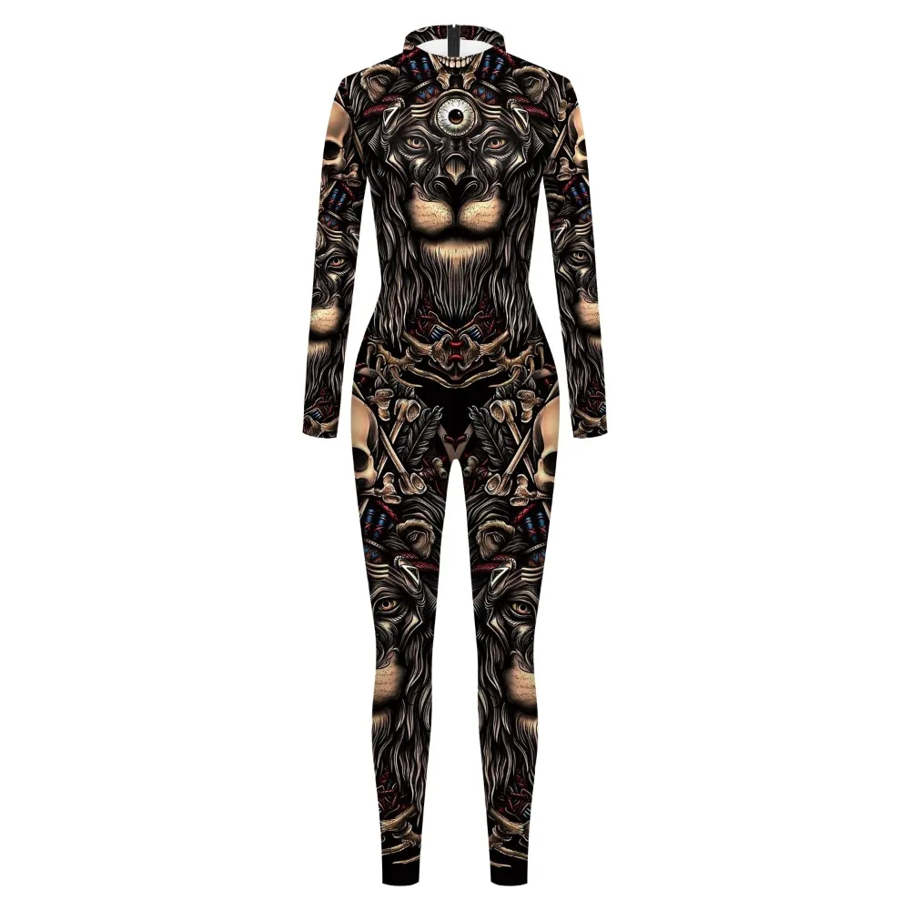 Цельнокроеный костюм с 3d-изображением головы льва цифровой печатью необычный