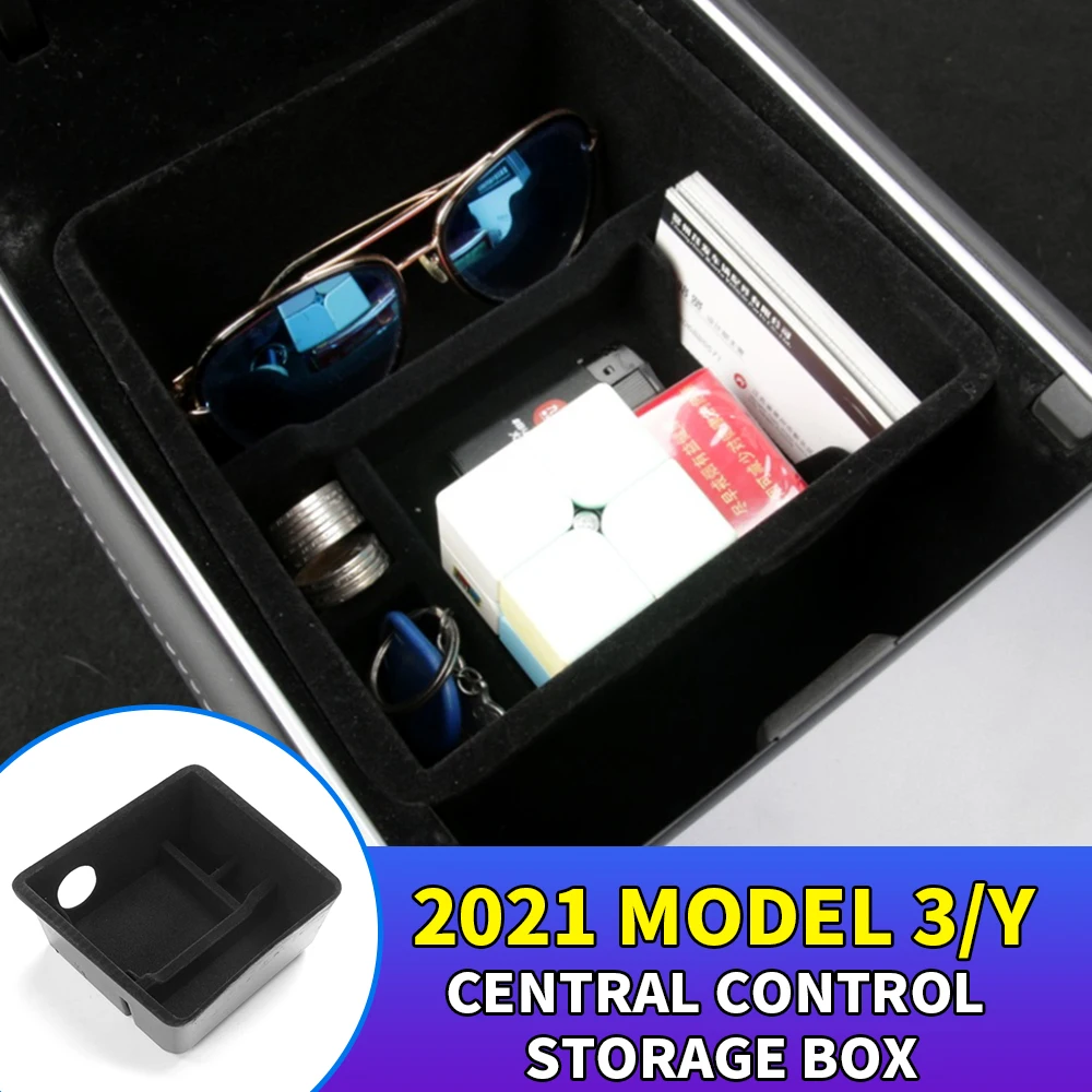 

Car Central Control Armrest Storage Organizer ABS Interior Trim Decoration Accessories For Model 3&Y 2021