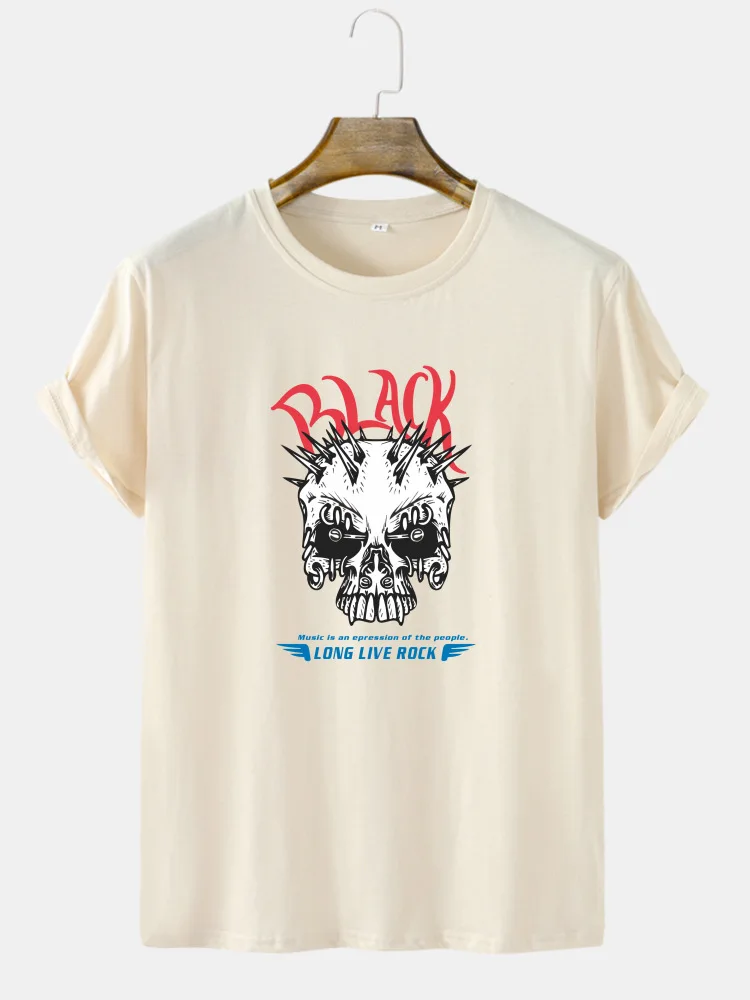 

Футболка мужская с принтом черепа, хлопок, круглый вырез, свободная простая повседневная спортивная Удобная рубашка, короткий рукав, летняя