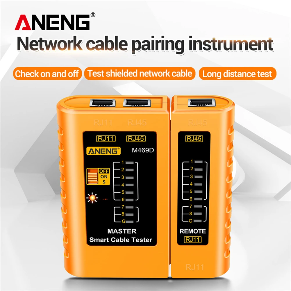 Тестер сетевого кабеля ANENG M469D RJ45 RJ11 аппарат для проверки LAN детектора телефонной