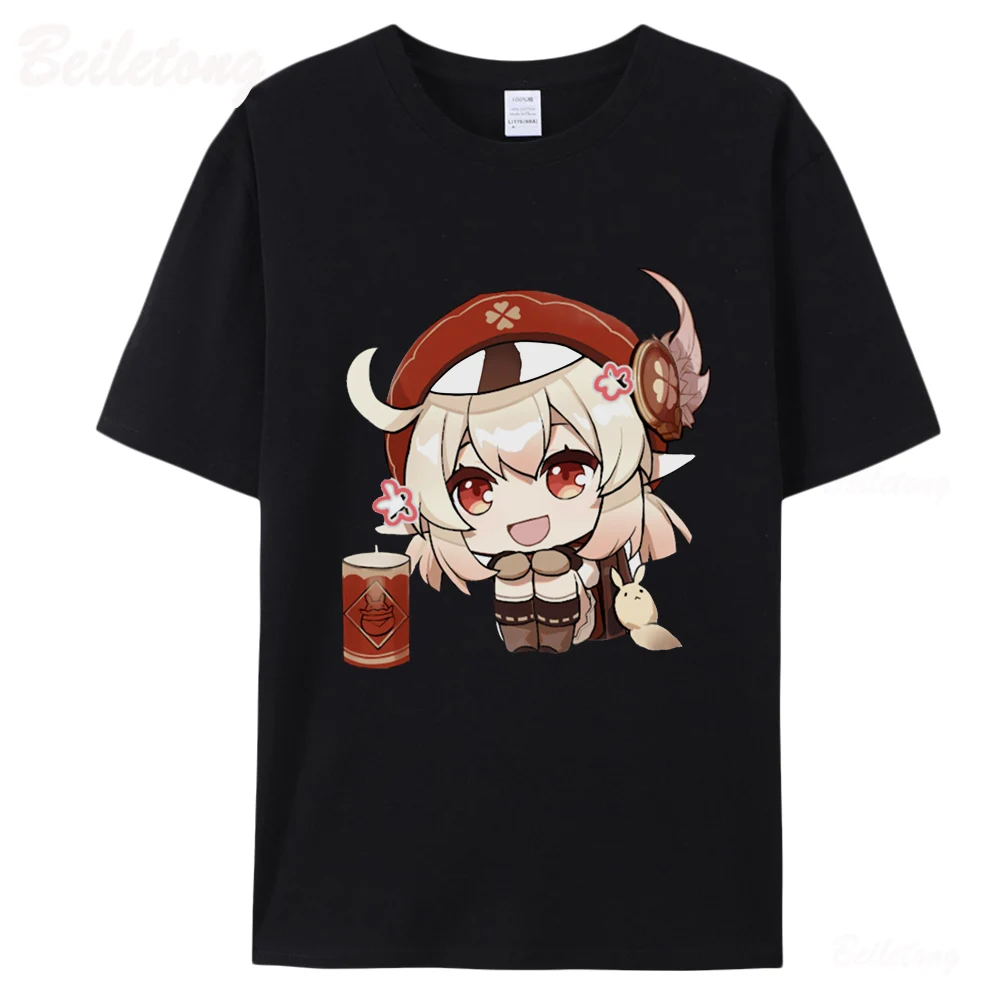 

Genshin Impact Klee Shirt Kawaii Clothing Aesthetic Girls Short Sleeve Tees100% Cotton Summer Tops Women Streetwear Print Casual