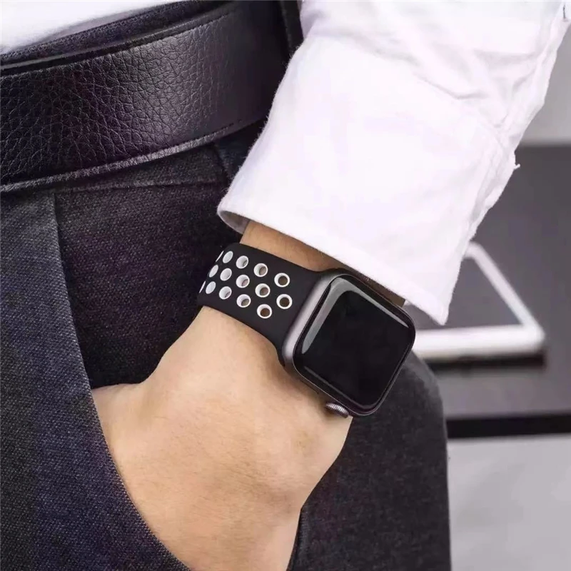 Silicone Strap For apple Watch band 49mm 45mm 41mm 44mm 40mm 38mm 42mm Breathable Accessories bracelet iWatch Ultra 8 7 SE 6 5 3