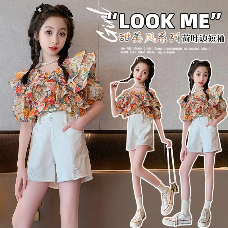 

Girl Summer Clothes Suit Leisure Suit for Teenagers Two Piece Set Free Delivery 4-16 Years Korean Children's Style 2023 Spring